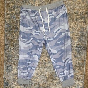 Gray Camouflage Capri Style Pants